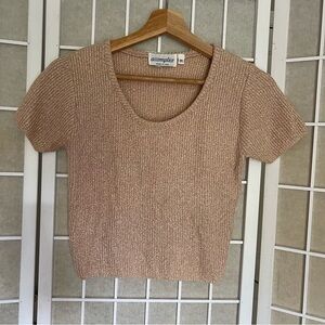 Accomplice Vintage 90s knit crop top size medium oatmeal beige round neck